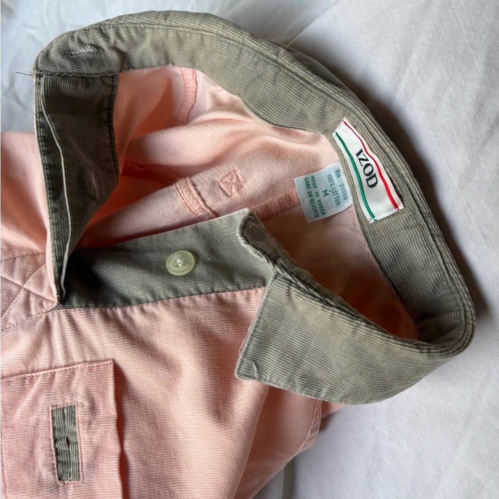 Izod Peach and Khaki Long Sleeve Shirt - Picture 12 of 17